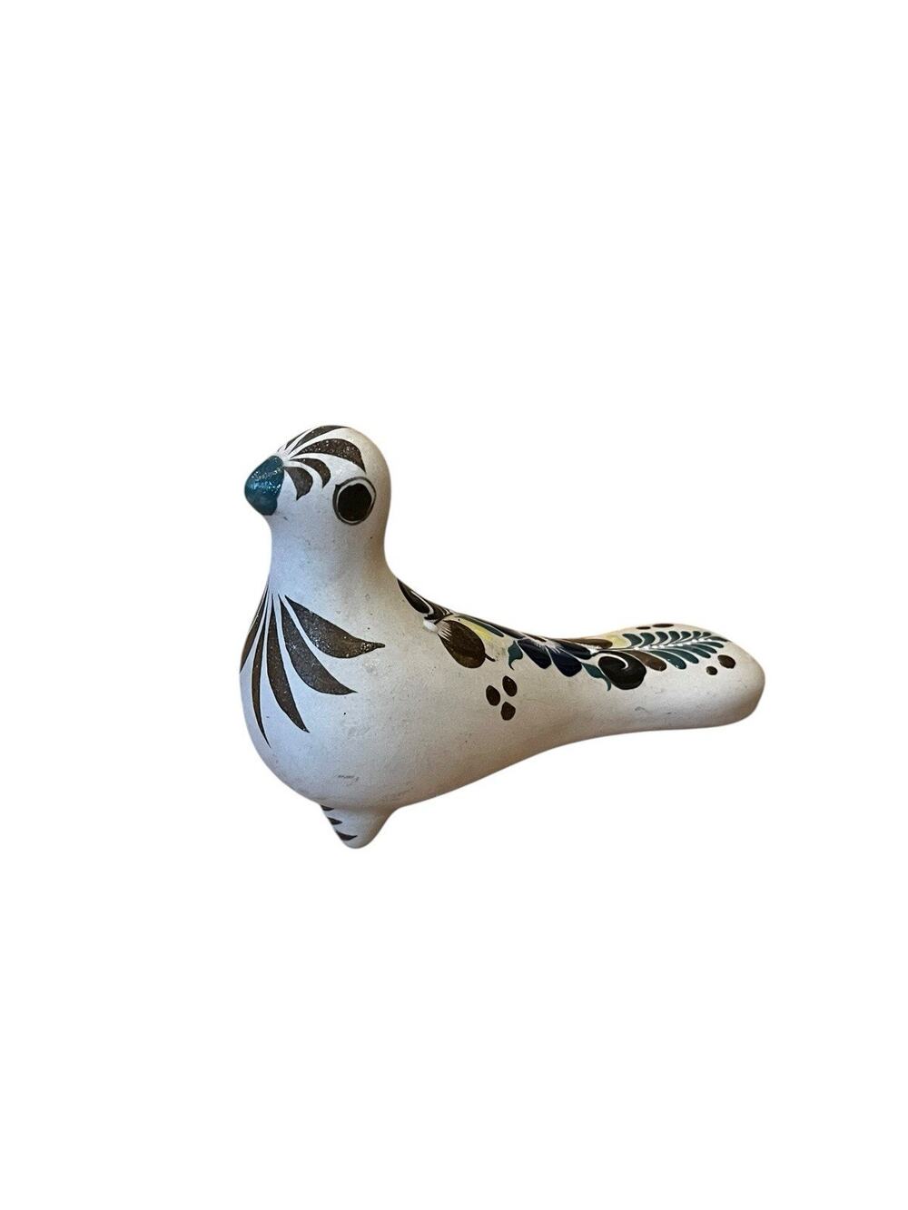 Vtg Mexican Tonala Ceramic Bird Figurine Folk Art Dove Hand Painted